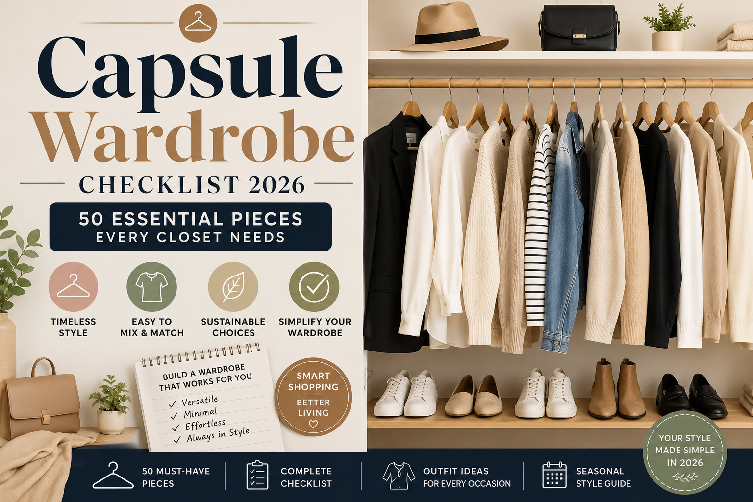 Capsule Wardrobe Checklist 2026: 50 Essential Pieces Every Closet Needs