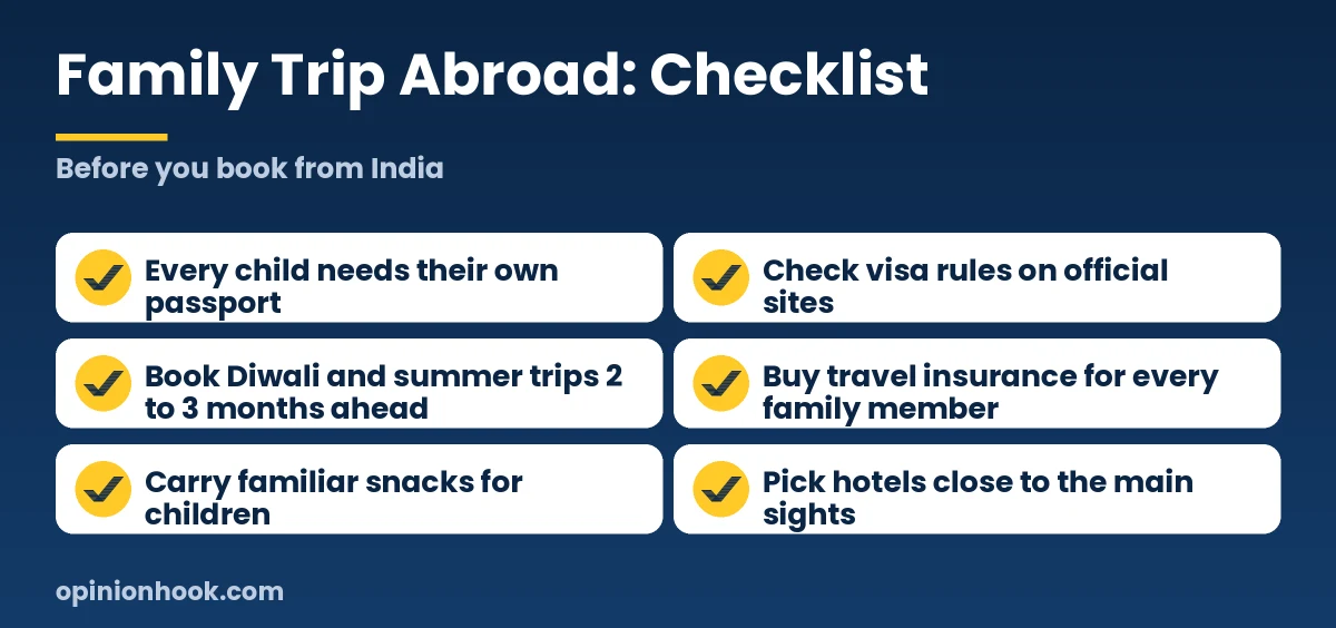 Checklist for Indian families planning an international holiday